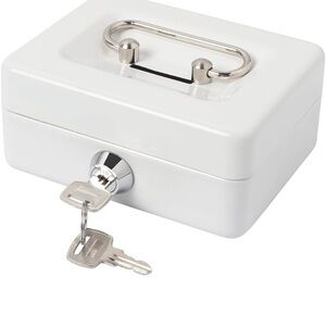 White Lockable Cash Box